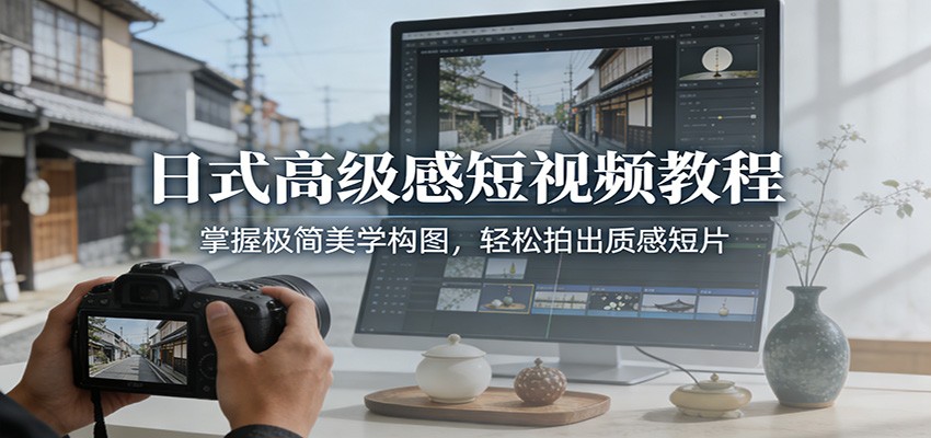 日式高级感短视频教程：掌握极简美学构图，轻松拍出质感短片|无忧资源社