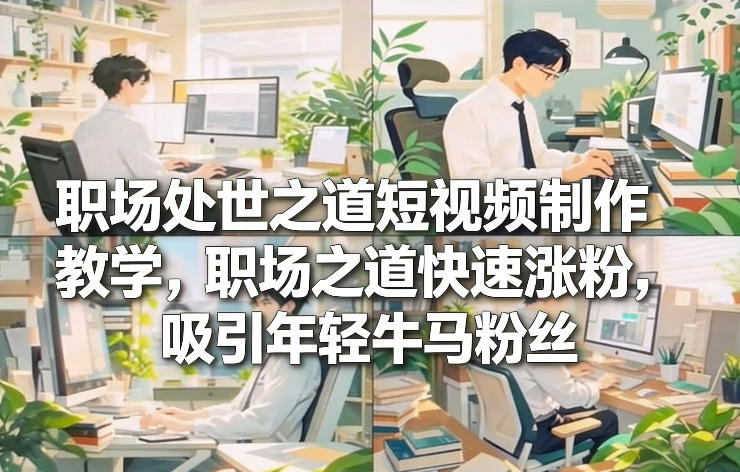 职场处世之道短视频制作教学，职场之道快速涨粉，吸引年轻牛马粉丝|无忧资源社
