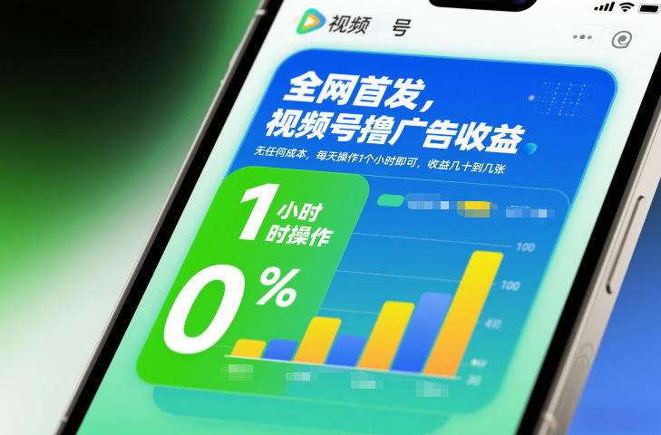 全网首发，视频号撸广告收益，无任何成本，每天操作1个小时即可，收益几十到几张|无忧资源社