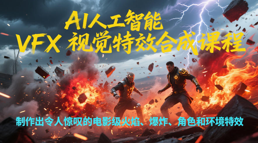 AI人工智能VFX视觉特效合成课程，制作出令人惊叹的电影级火焰、爆炸、角色和环境特效|无忧资源社