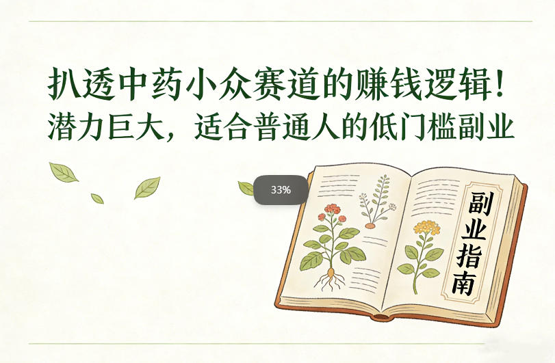 扒透中药小众赛道的賺米逻辑,潜力巨大,适合普通人的低门槛副业|无忧资源社