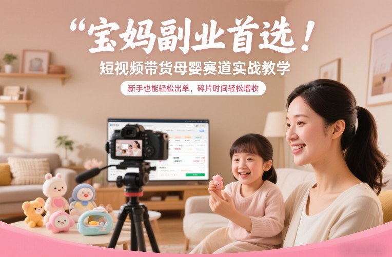 宝妈副业首选！短视频带货母婴赛道实战教学，新手也能轻松出单，碎片时间轻松增收|无忧资源社