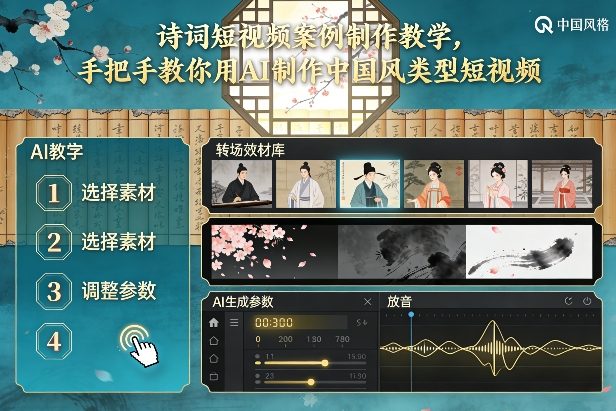 古诗词短视频案例制作教学，手把手教你用AI制作中国风类型短视频|无忧资源社