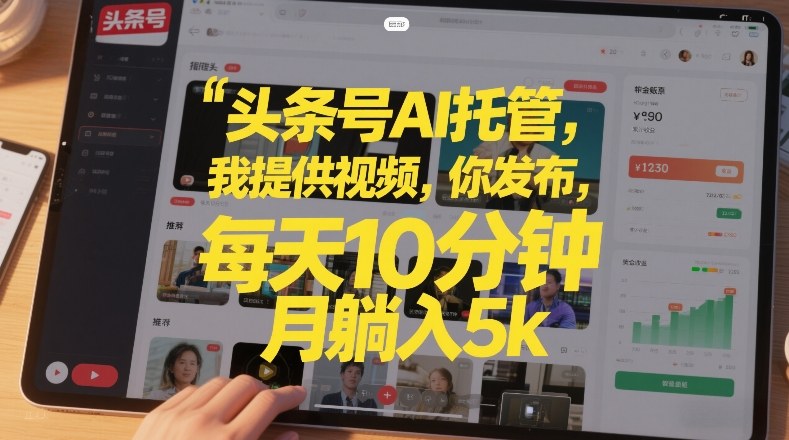 头条号AI托管，我提供视频，你发布，每天10分钟，月躺入5k+【揭秘】|无忧资源社