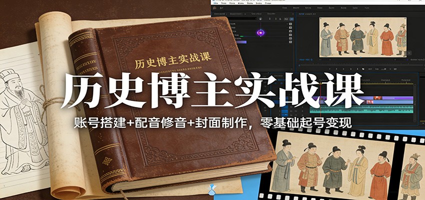 历史博主实战课:账号搭建+配音修音+封面制作,零基础起号变现|无忧资源社