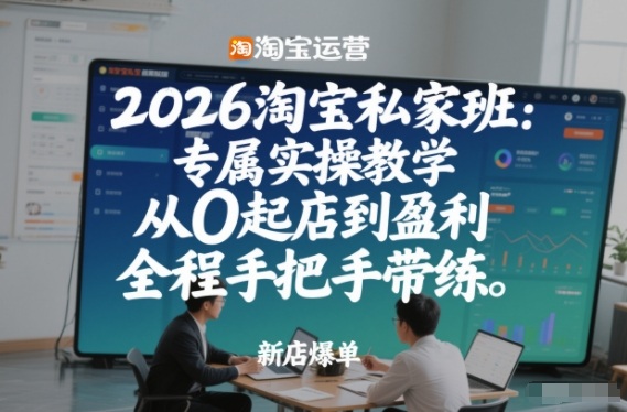 2026淘宝私家班：专属实操教学，从0起店到盈利，全程手把手带练|无忧资源社