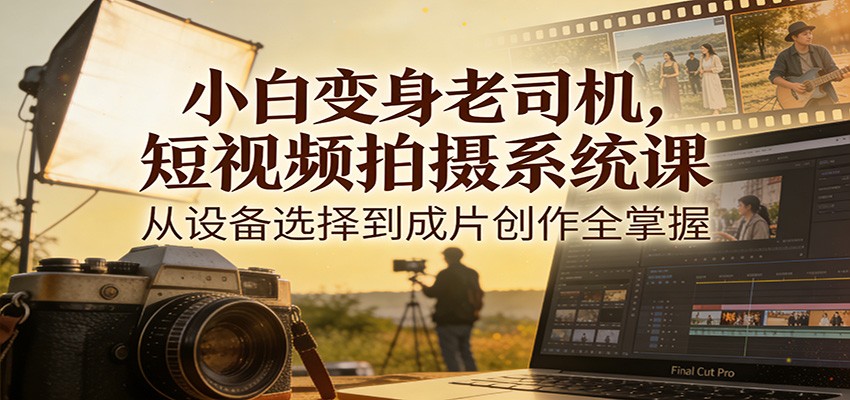 小白变身老司机，短视频拍摄系统课，从设备选择到成片创作全掌握|无忧资源社