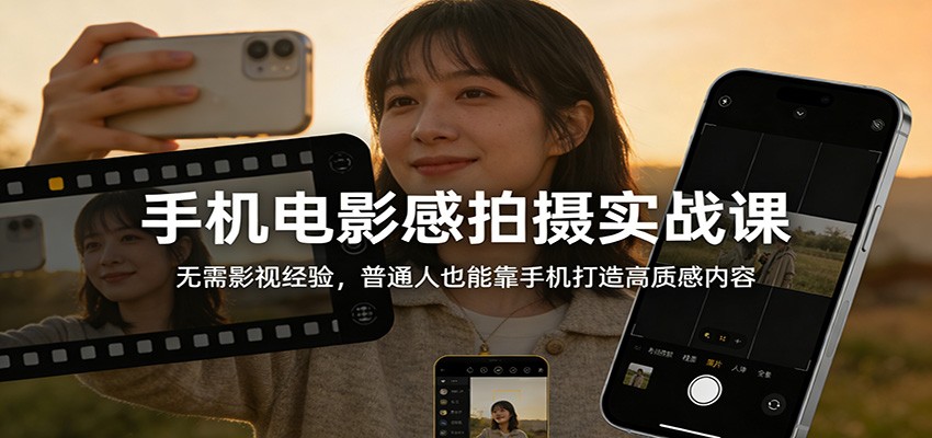 手机电影感拍摄实战课：无需影视经验，普通人也能靠手机打造高质感内容|无忧资源社