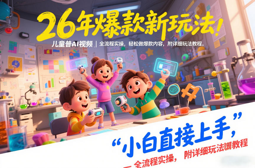 26年爆款新玩法，儿童科普AI视频，全流程实操，轻松做爆款内容，小白直接上手，附详细玩法教程|无忧资源社