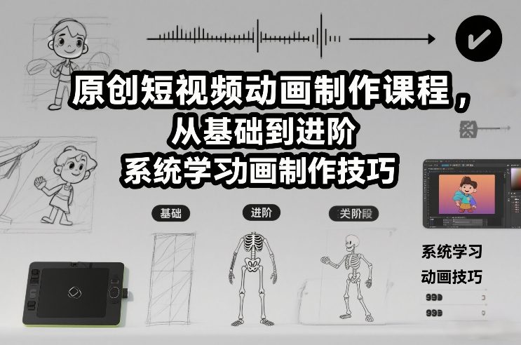 原创短视频动画制作课程，从基础到进阶，系统学习动画制作技巧|无忧资源社