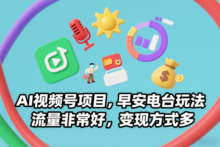 AI视频号项目，早安电台玩法，流量非常好，变现方式多|无忧资源社