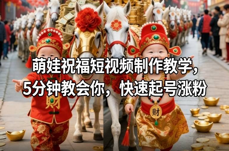 萌娃祝福短视频制作教学，5分钟教会你，快速起号涨粉|无忧资源社