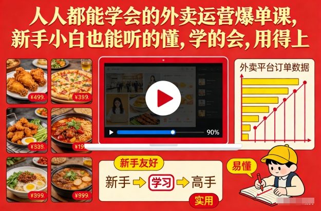 人人都能学会的外卖运营爆单课，新手小白也能听的懂，学的会，用得上|无忧资源社