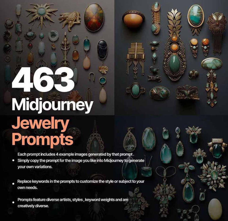 图片[2]|460+专业Midjourney珠宝摄影AI提示词戒指，项链-耳环-手链-宝石等，立即开始创作珠宝艺术|无忧资源社