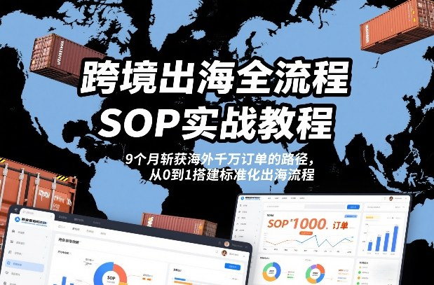 跨境出海全流程全盘托出SOP实战教程，9个月斩获海外千万订单的路径，从0到1搭建标准化出海流程|无忧资源社