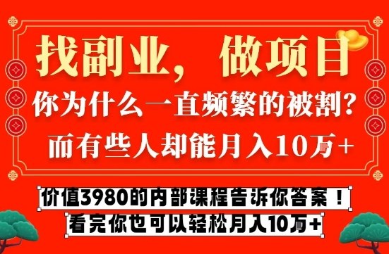 价值3980的网创内部课程，告诉你互联网创业月入10个W的秘密【揭秘】|无忧资源社
