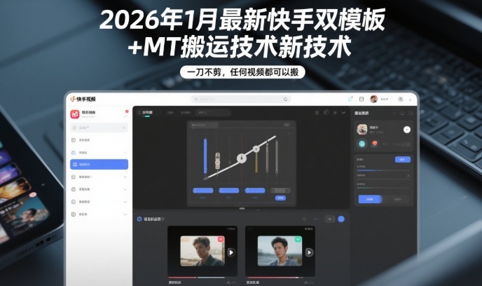 2026年1月最新快手双模板+MT搬运技术，一刀不剪，任何视频都可以搬|无忧资源社