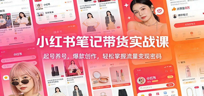 小红书笔记带货实战课：起号养号，爆款创作，轻松掌握流量变现密码|无忧资源社