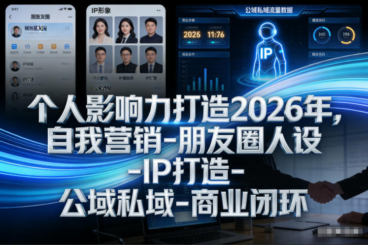 个人影响力打造2026年，自我营销-朋友圈人设-IP打造-公域私域-商业闭环|无忧资源社
