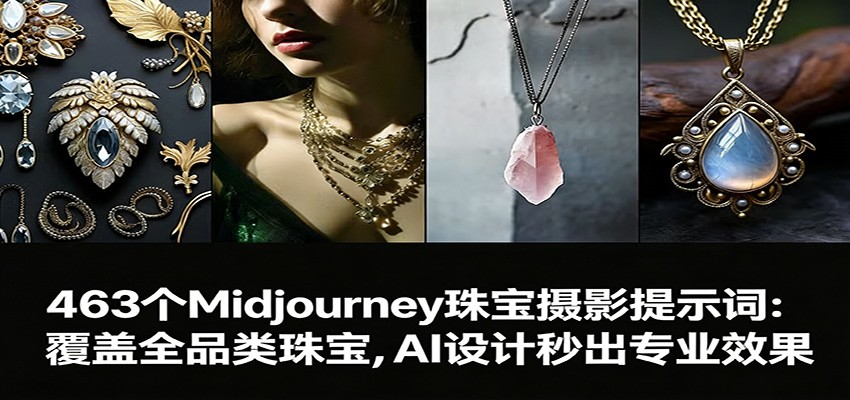 463个Midjourney珠宝摄影提示词:覆盖全品类珠宝,AI设计秒出专业效果|无忧资源社