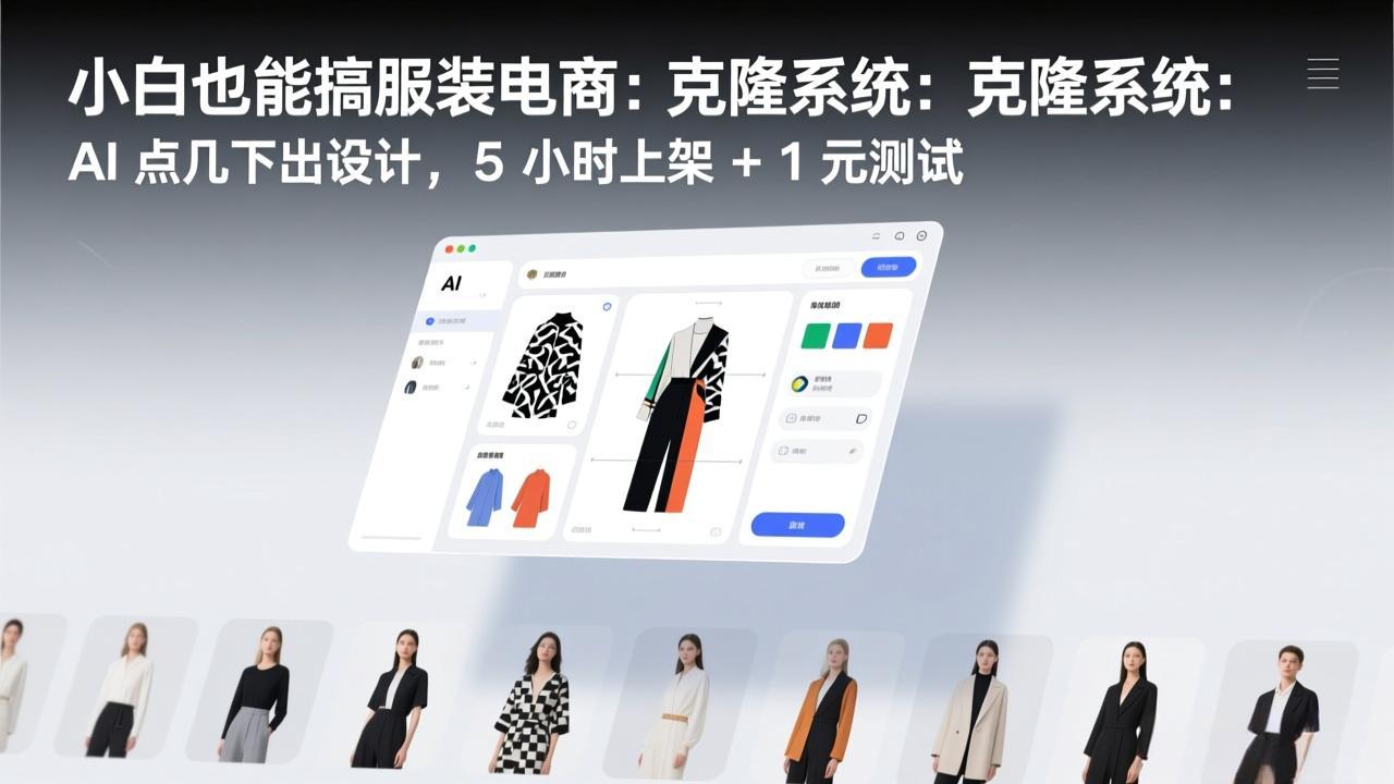 （17411期）小白也能搞服装电商：克隆系统：AI 点几下出设计，5 小时上架 + 1 元测试|无忧资源社