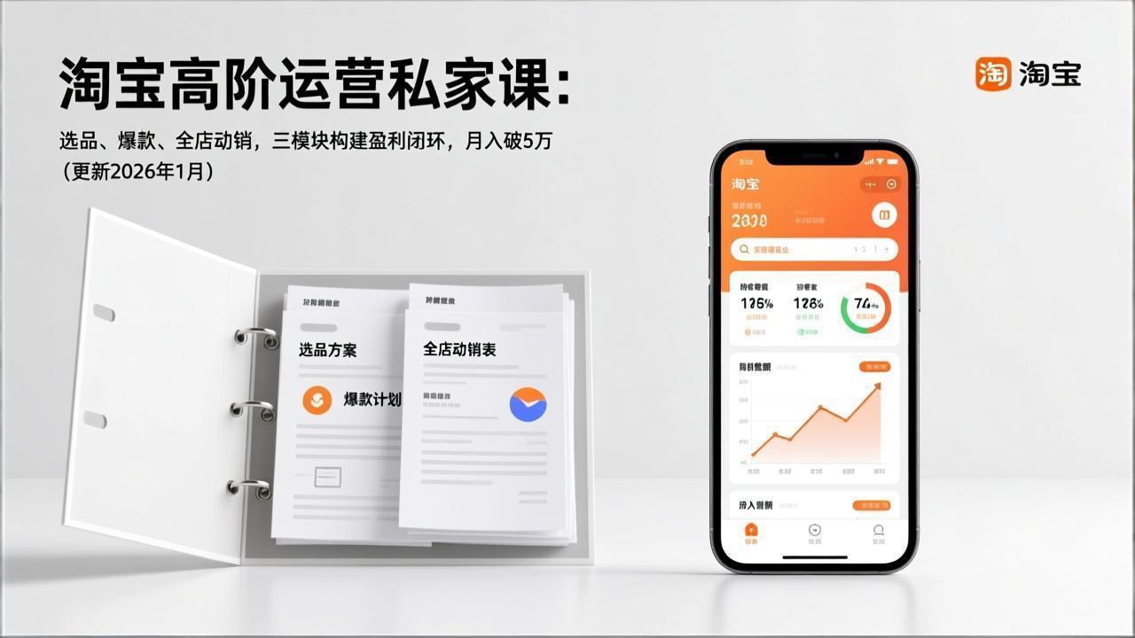 （17280期）淘宝高阶运营私家课：选品、爆款、全店动销，三模块构建盈利闭环，月入破5万（更新26年1月）|无忧资源社