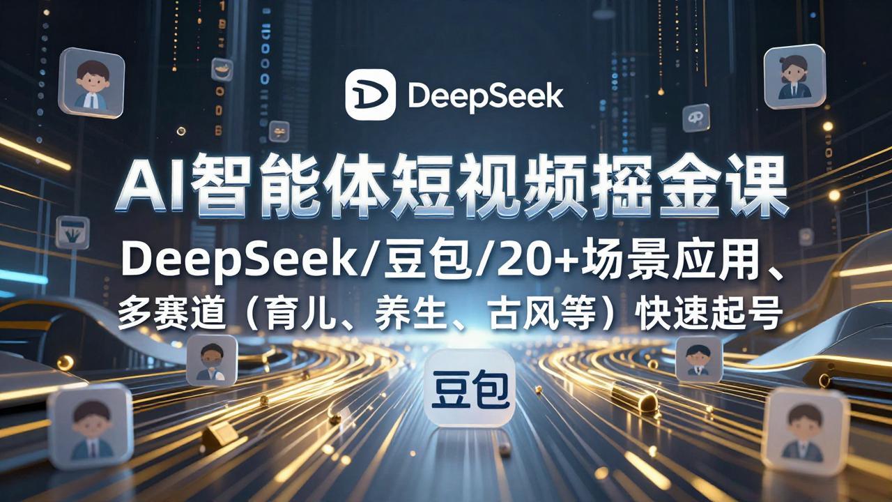 （17365期）AI智能体短视频掘金课，DeepSeek/豆包/20+场景应用、多赛道（育儿、养生、古风等）快速起号|无忧资源社