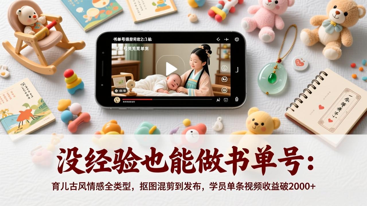 （17389期）没经验也能做书单号：育儿古风情感全类型，抠图混剪到发布，学员单条视频收益破2000+|无忧资源社
