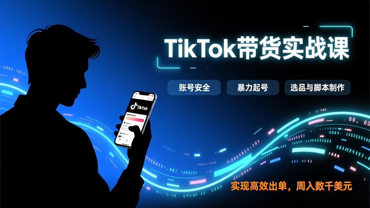 （17278期）TikTok带货实战课，涵盖账号安全、暴力起号、选品与脚本制作，实现高效出单，周入数千美元|无忧资源社