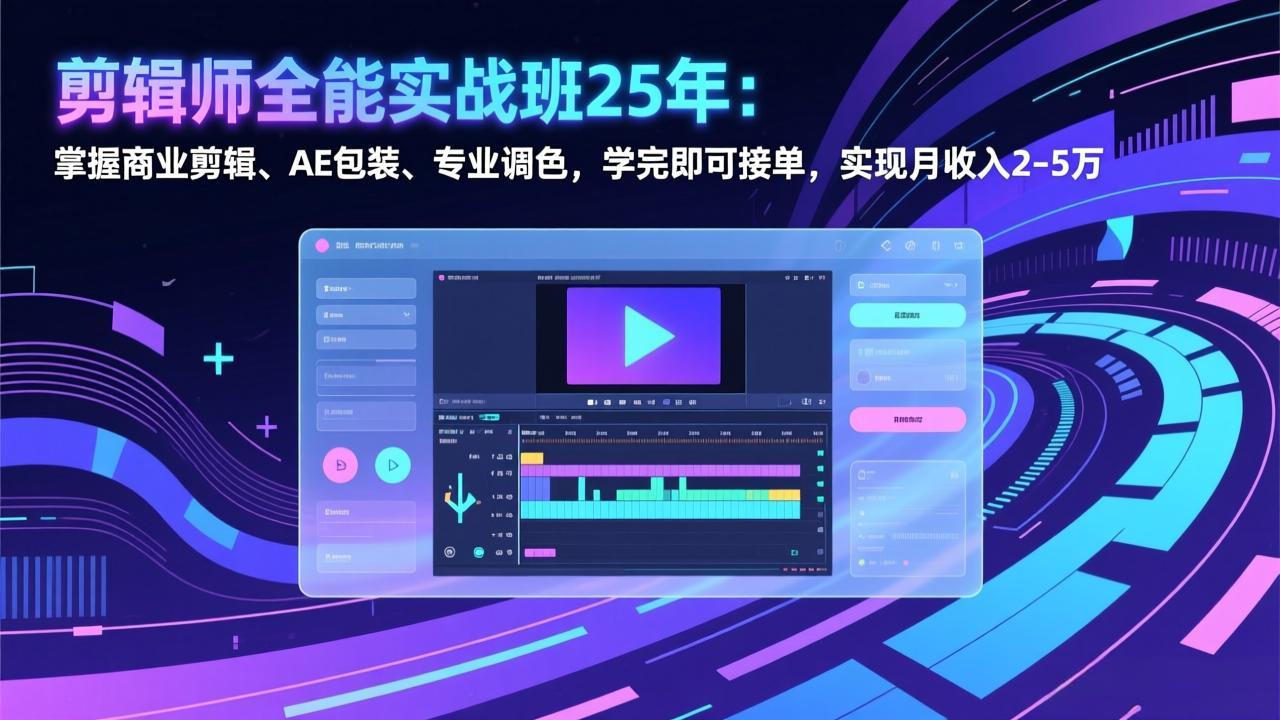 （17294期）剪辑师全能实战班25年：掌握商业剪辑、AE包装、专业调色，学完即可接单，实现月收入2-5万|无忧资源社