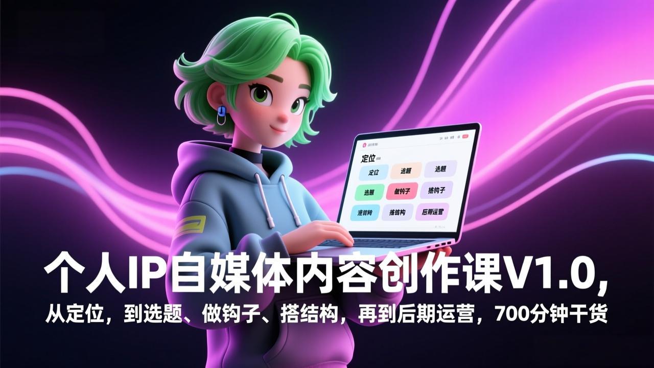 （17331期）个人IP自媒体内容创作课V1.0，从定位，到选题、做钩子、搭结构，再到后期运营，700分钟干货|无忧资源社