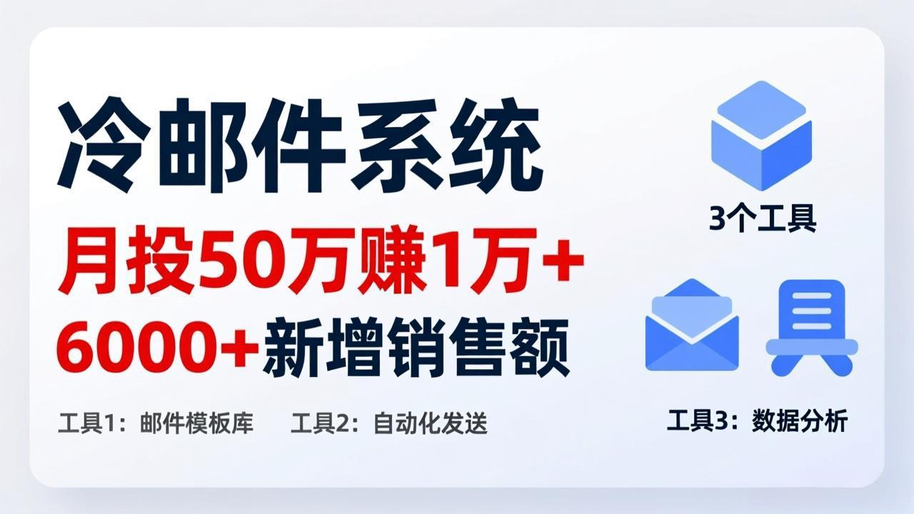 （17469期）月投 50 刀赚 1 万 +！冷邮件系统：6000 + 新增销售额，靠 3 个工具轻松搞|无忧资源社