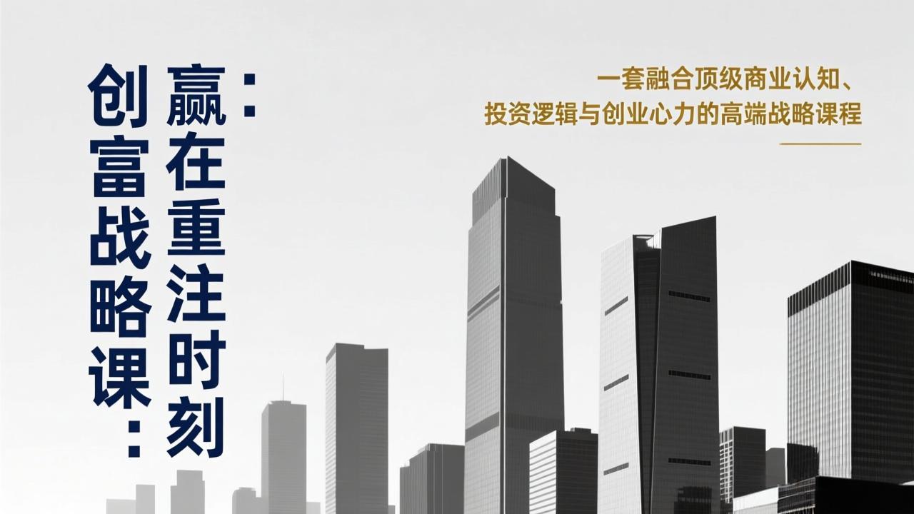 （17337期）《创富战略课：赢在重注时刻》一套融合顶级商业认知、投资逻辑与创业心力的高端战略课程|无忧资源社