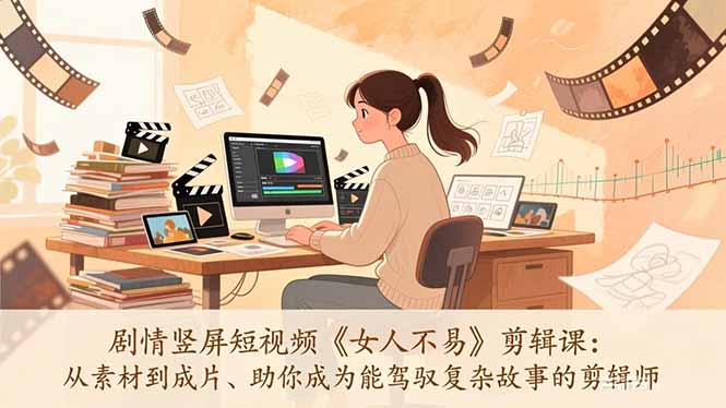 （17305期）剧情竖屏短视频《女人不易》剪辑课：从素材到成片、助你成为能驾驭复杂故事的剪辑师|无忧资源社