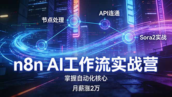 （17458期）n8n AI工作流实战营，节点处理+API连通+Sora2实战，掌握自动化核心月薪涨2万|无忧资源社