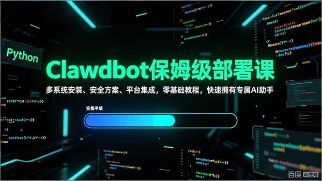（17343期）Clawdbot保姆级部署课，多系统安装、安全方案、平台集成，零基础教程，快速拥有专属AI助手|无忧资源社