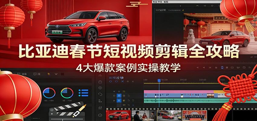 比亚迪春节短视频剪辑全攻略，4大爆款案例实操教学|无忧资源社