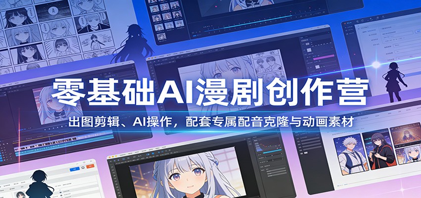 零基础AI漫剧创作营：出图剪辑、AI操作，配套专属配音克隆与动画素材|无忧资源社