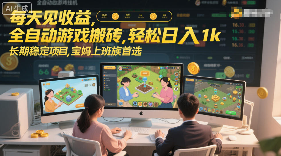 每天见收益，全自动游戏搬砖，轻松日入1k，长期稳定项目，宝妈上班族首选【揭秘】|无忧资源社