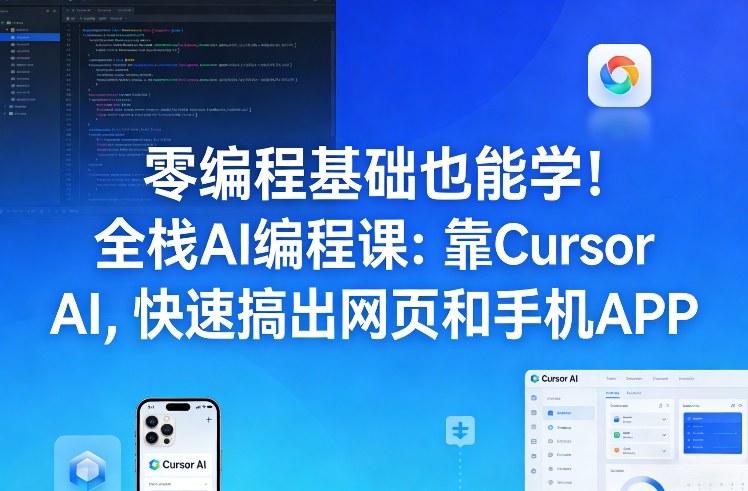 零编程基础也能学！全栈AI编程课：靠Cursor AI，快速搞出网页和手机APP|无忧资源社