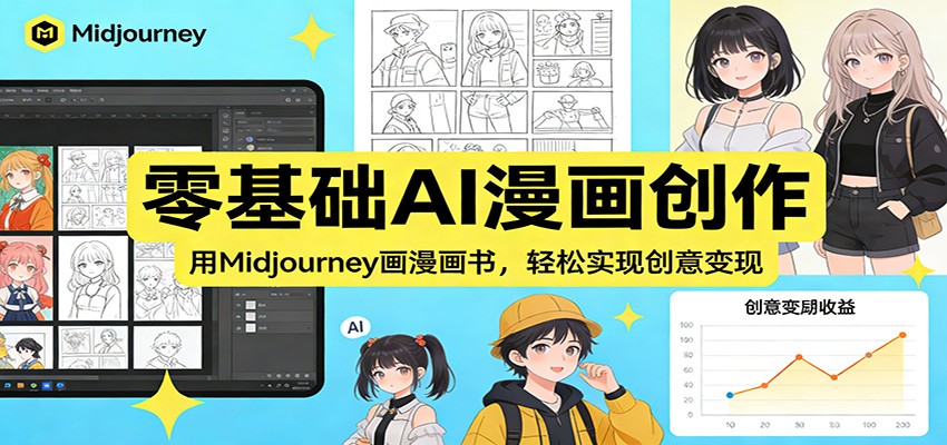 零基础AI漫画创作：用Midjourney画漫画书，轻松实现创意变现|无忧资源社