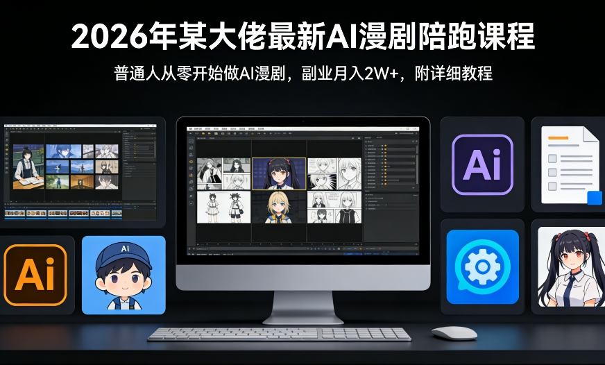 26年某大佬最新Ai漫剧陪跑课程，普通人从零开始做AI漫剧，副业月入2W+|无忧资源社