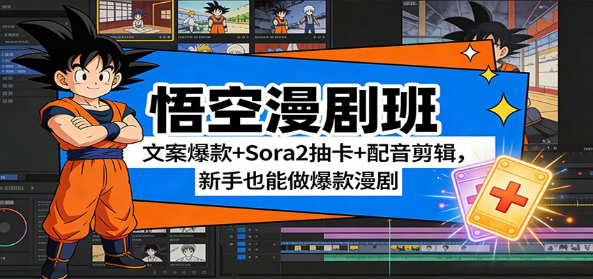 悟空漫剧班：文案爆款+Sora2抽卡+配音剪辑，新手也能做爆款漫剧|无忧资源社