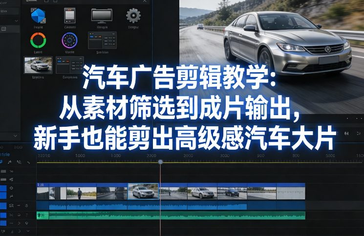 汽车广告剪辑教学：从素材筛选到成片输出，新手也能剪出高级感汽车大片|无忧资源社