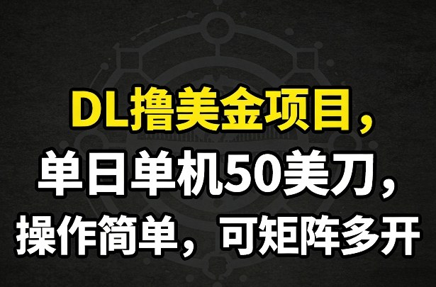 DL撸美金项目，单日单机50美刀，操作简单，可矩阵多开|无忧资源社