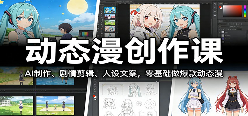 动态漫创作课：AI制作、剧情剪辑、人设文案，零基础做爆款动态漫|无忧资源社
