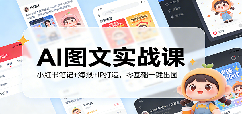 AI图文实战课：小红书笔记+海报+IP打造，零基础一键出图|无忧资源社