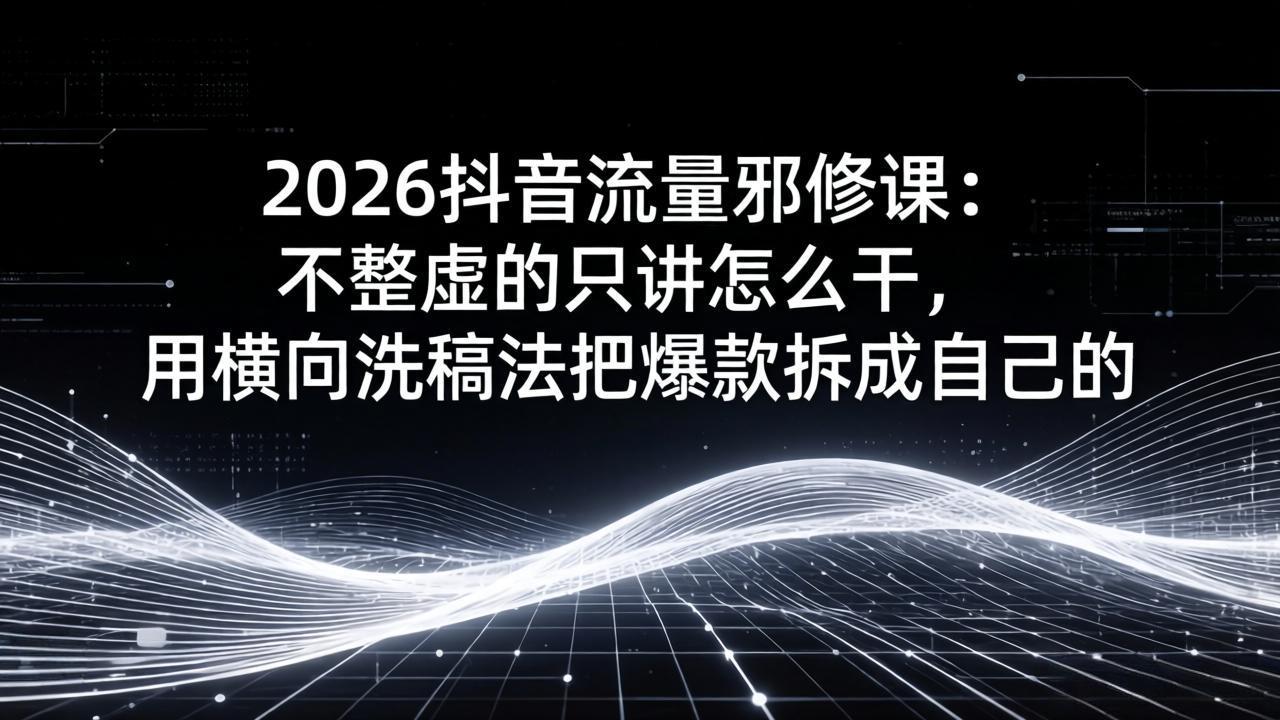 （17725期）2026抖音流量邪修课：不整虚的只讲怎么干，用横向洗稿法把爆款拆成自己的|无忧资源社