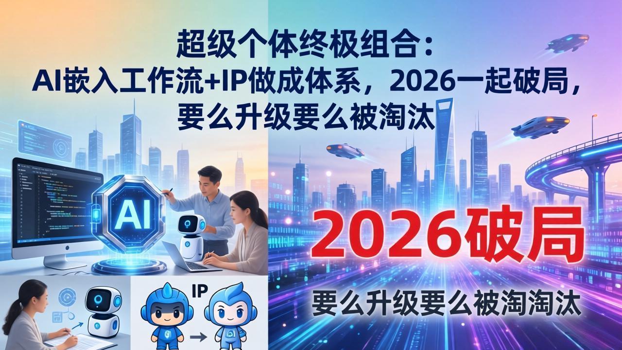 （17808期）超级个体终极组合-更新：AI嵌入工作流+IP做成体系，2026一起破局，要么升级要么被淘汰|无忧资源社