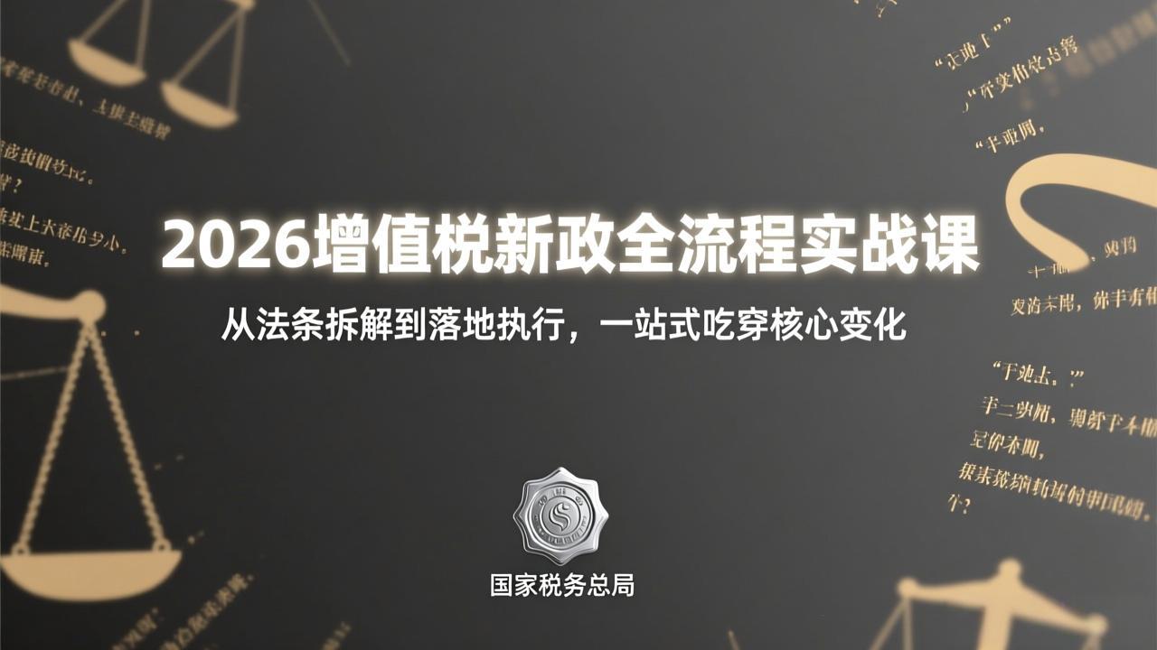 （17529期）2026增值税新政全流程实战课：从法条拆解到落地执行，一站式吃透核心变化|无忧资源社